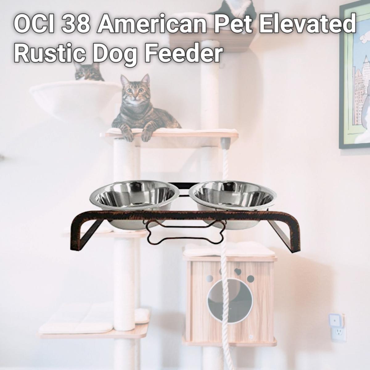 Picture of OCI 38 American Pet Elevated Rustic Dog Feeder