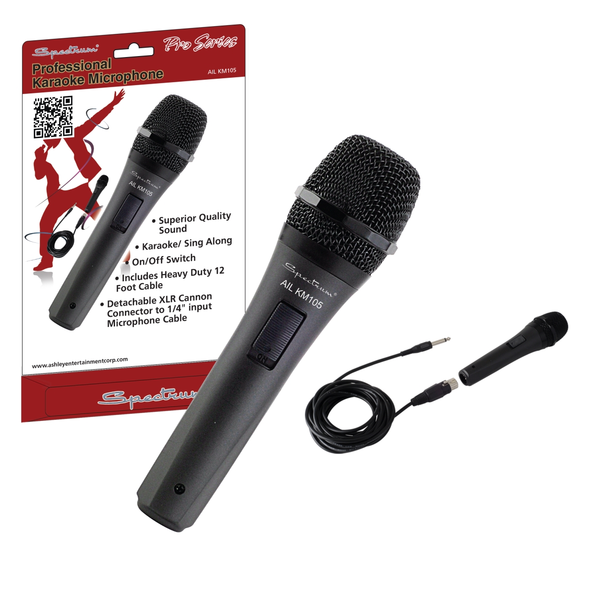 Picture of Ashley AIL KM105 Spectrum Professional Karaoke Microphone&#44; Black