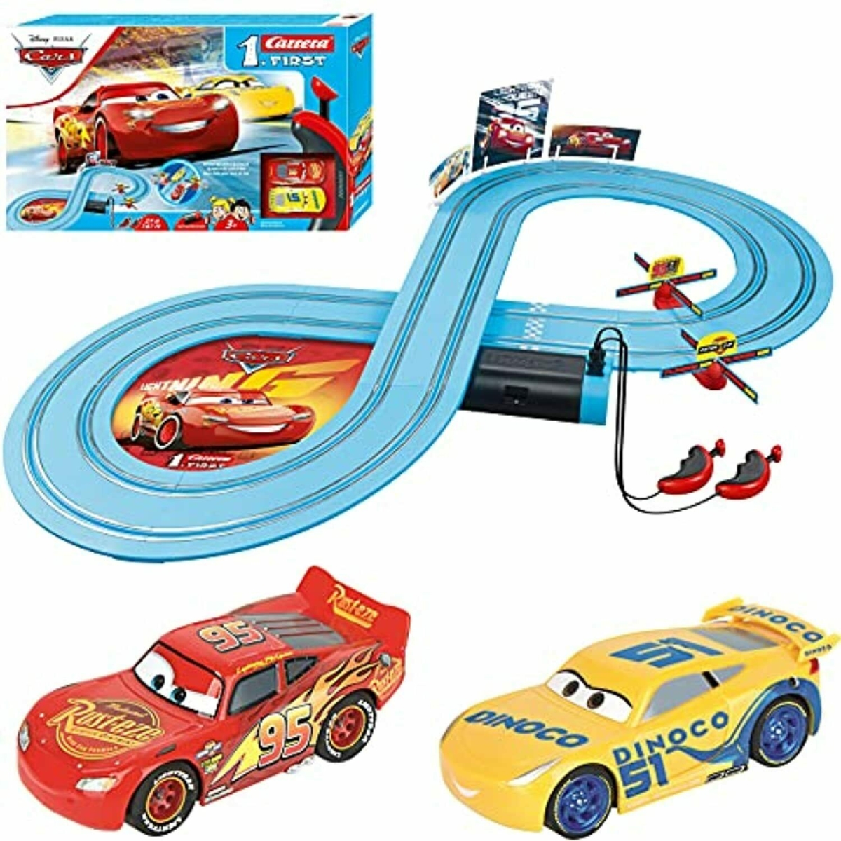 First Disney Pixar Cars Race of Friends Beginner Slot Car Racing Track Set - Red - 7.87 ft.