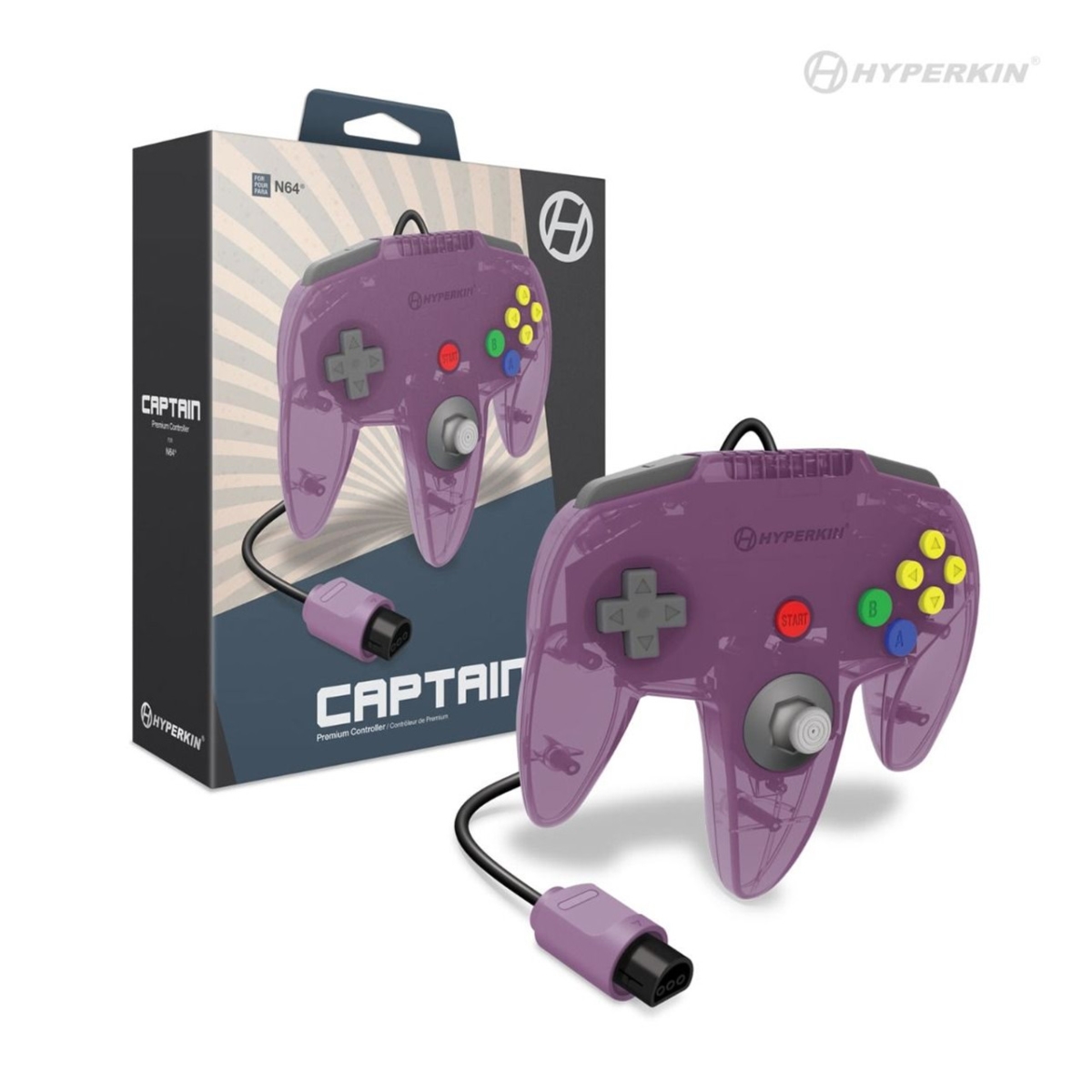 Picture of Hyperkin M07260-AP Captain Premium Controller for N64 Amethyst, Purple