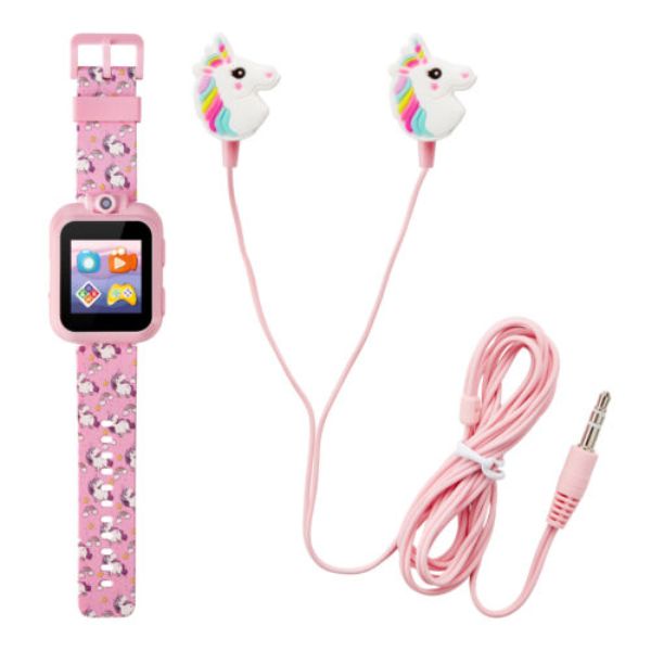 Picture of ITouch 900228M-42-PNP 1.44 in. 42 mm Playzoom Kids Unicorn Silicone Strap Touchscreen Smart Watch with Earbuds Gift Set&#44; Pink