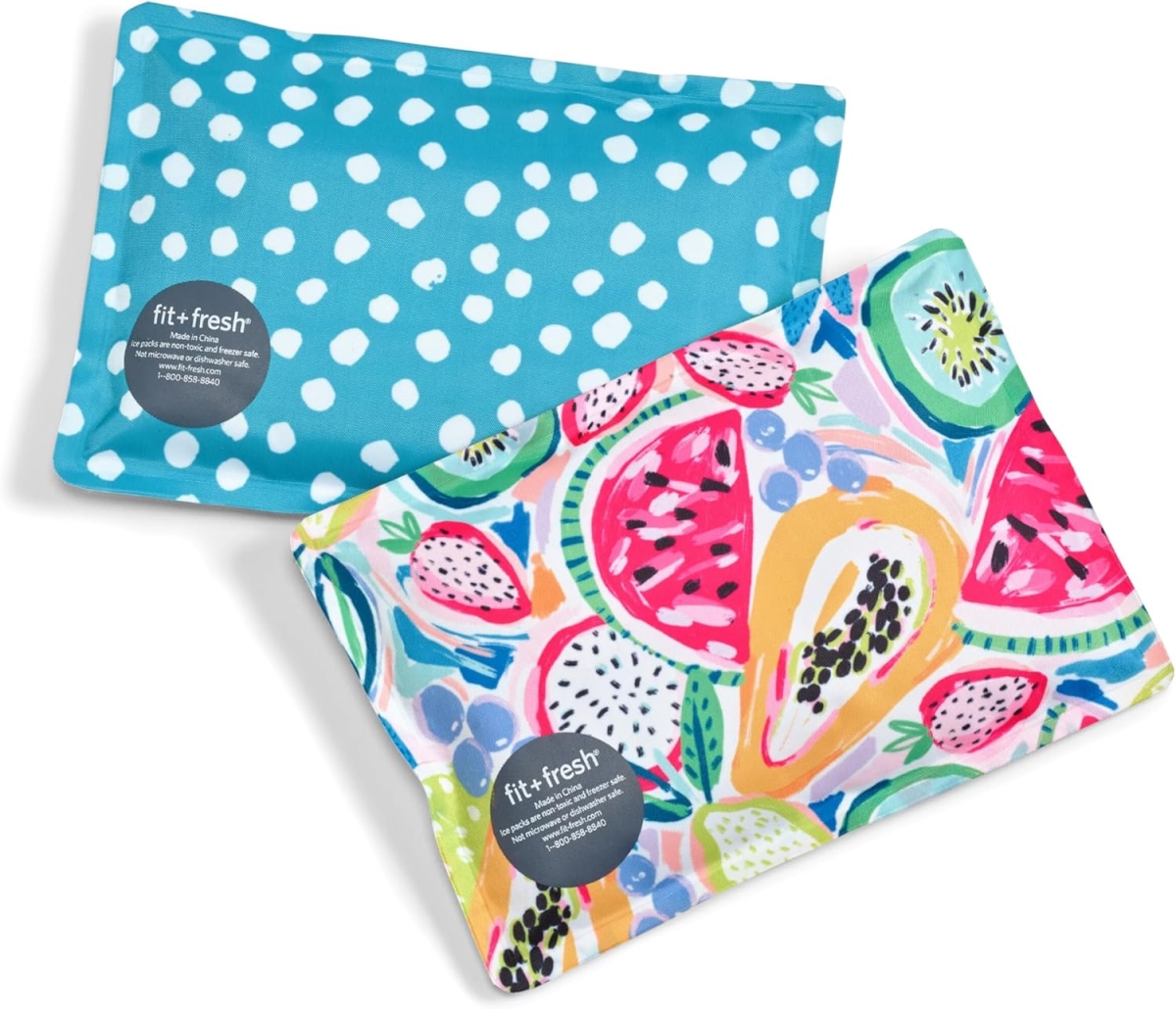 Picture of Fit & Fresh 10300FFWB2982 Flexible Stretch Nylon Reusable Ice Packs for Lunch Boxes & Coolers - Fruit & Dot - Pack of 2