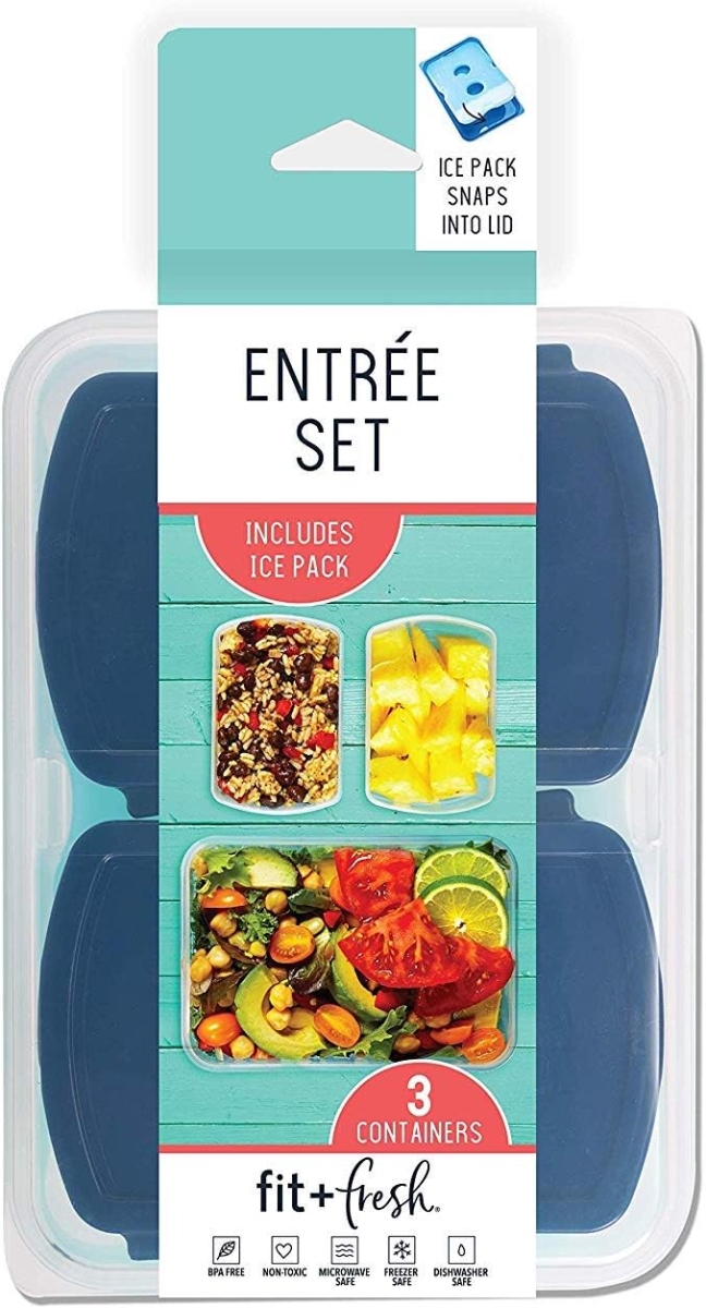 Picture of Fit & Fresh 216HL Entree Set with Ice Pack & 3 Reusable Portion Control Containers - Blue