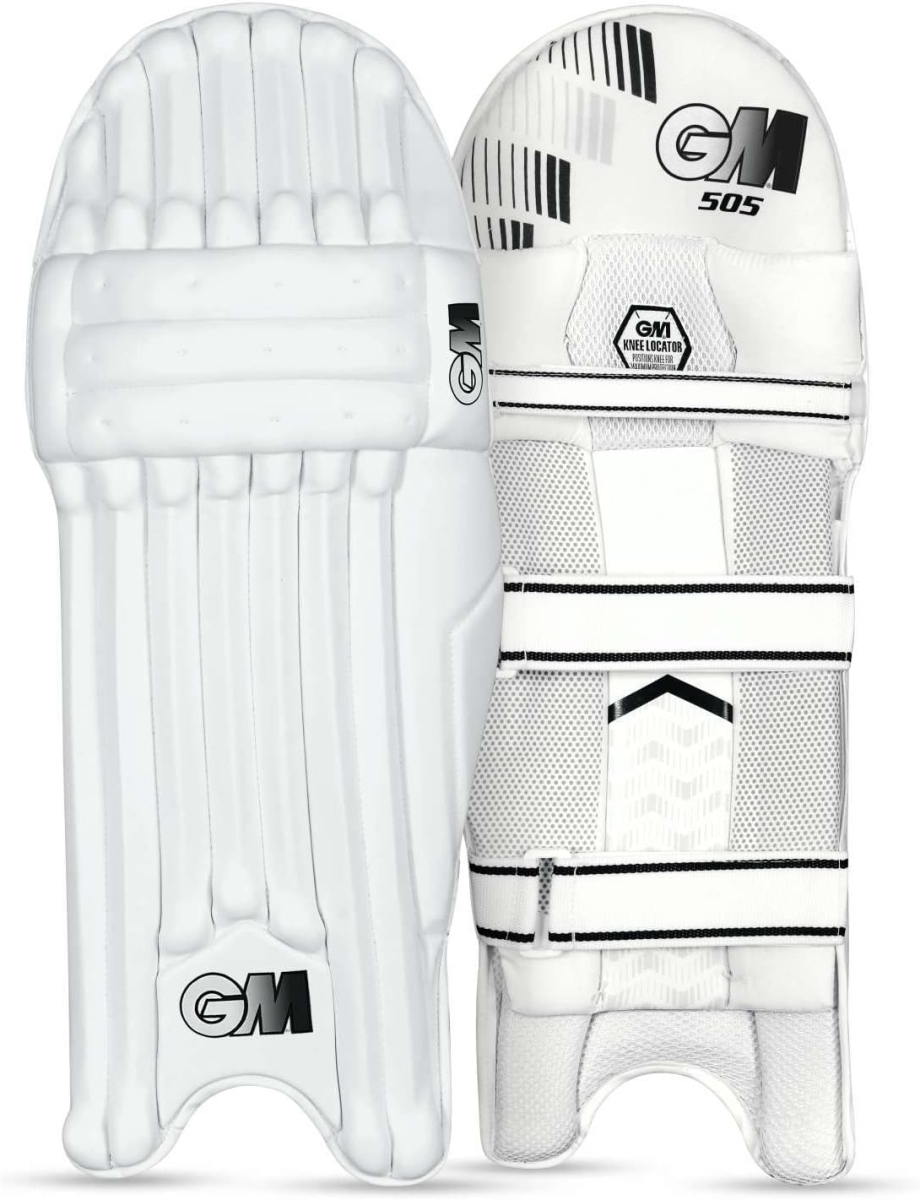 1600415 505 Cricket Batting Leg Guard - White - Men Right