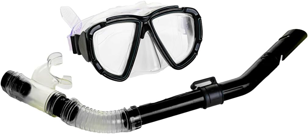 EL-1015BLACK Snorkel Mask with Dry Top Breathing System - Black