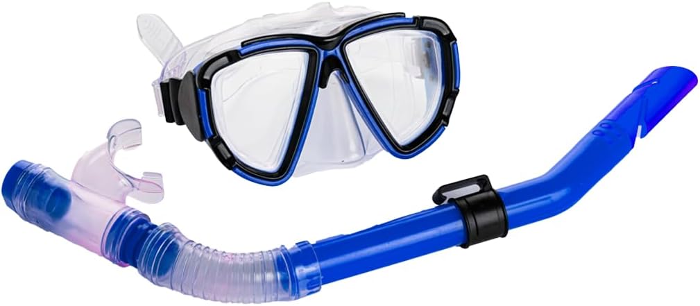 EL-1015BLUE Snorkel Mask with Dry Top Breathing System - Blue