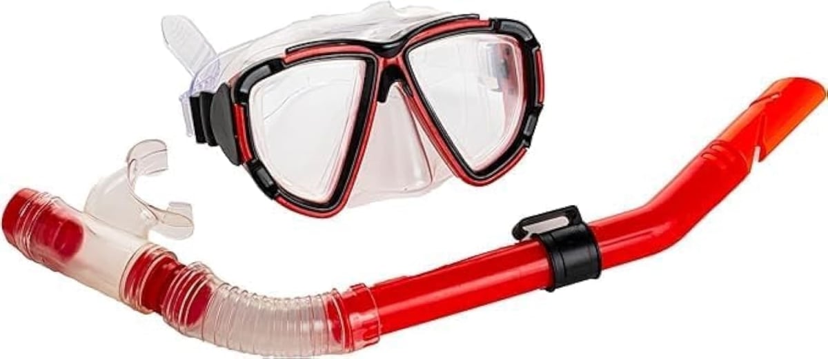 EL-1015RED Snorkel Mask with Dry Top Breathing System - Red