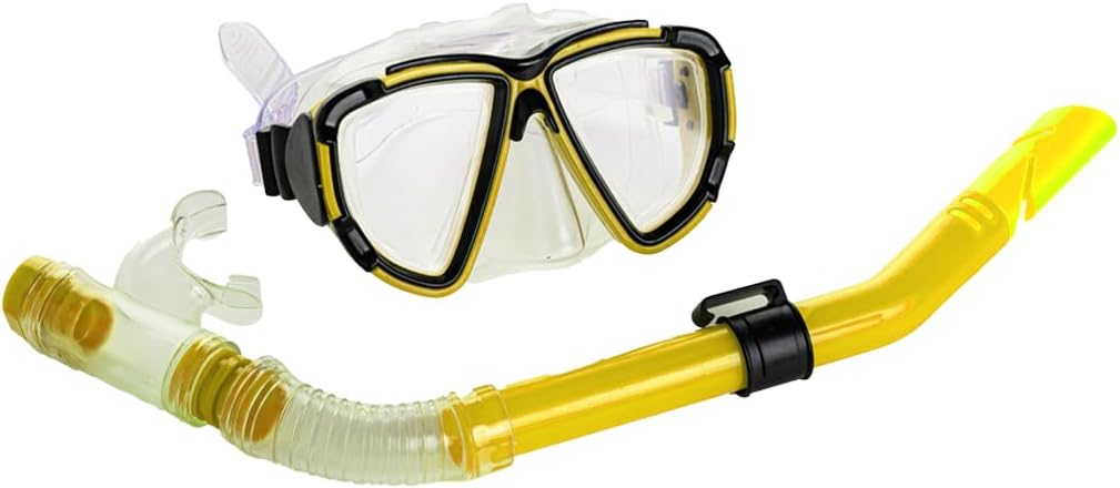 EL-1015YELLOW Snorkel Mask with Dry Top Breathing System - Yellow