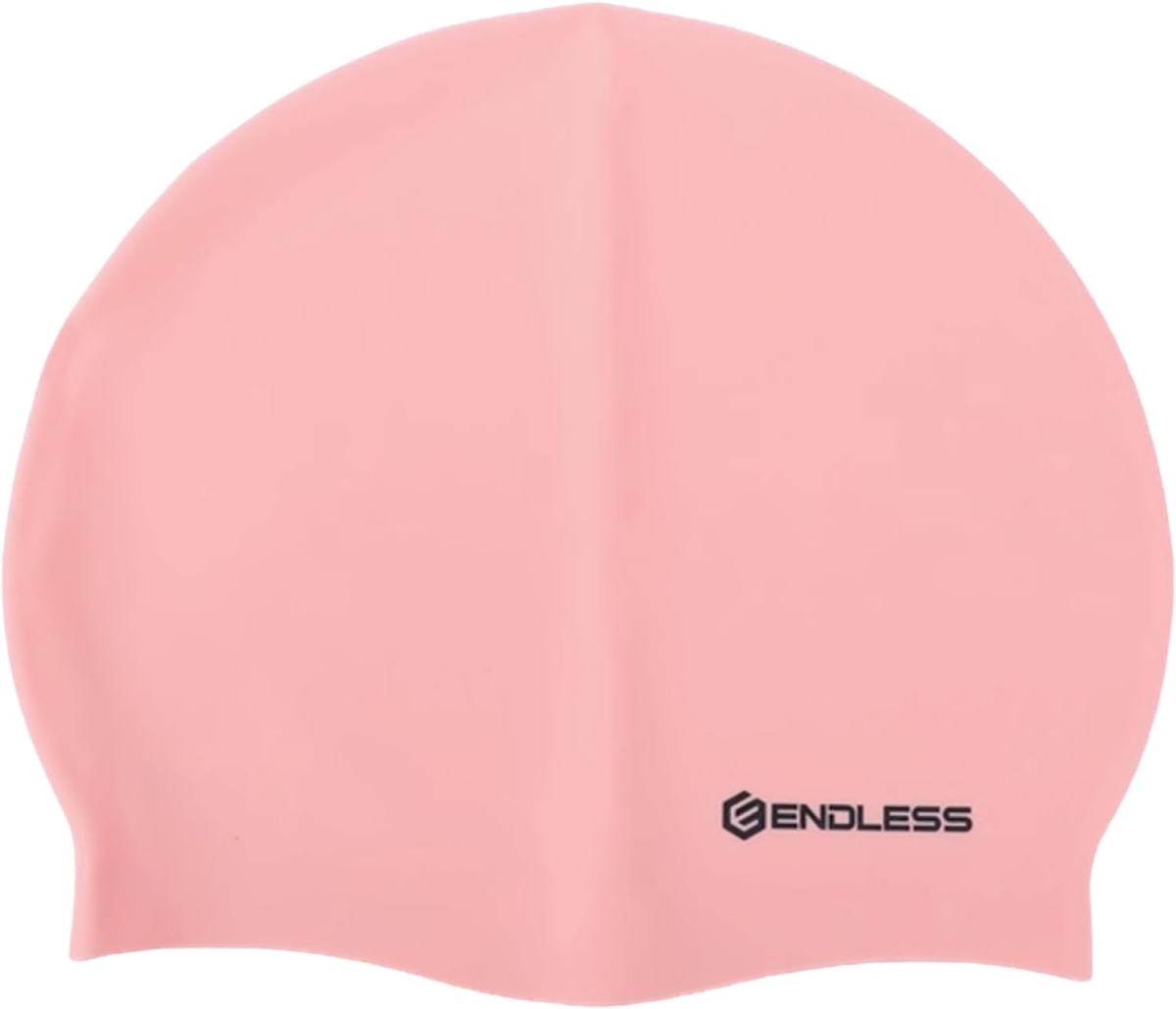 EL-1019PINK Classic Comfortable Plain Silicon Swimming Cap - Pink - Adult Free Size