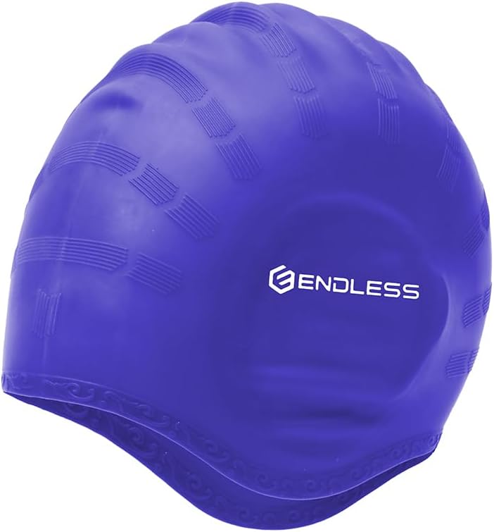 EL-1023PURPLE Comfortable Silicon Swimming Cap with Ergonomic Ear Pockets - Purple - Adult Free Size