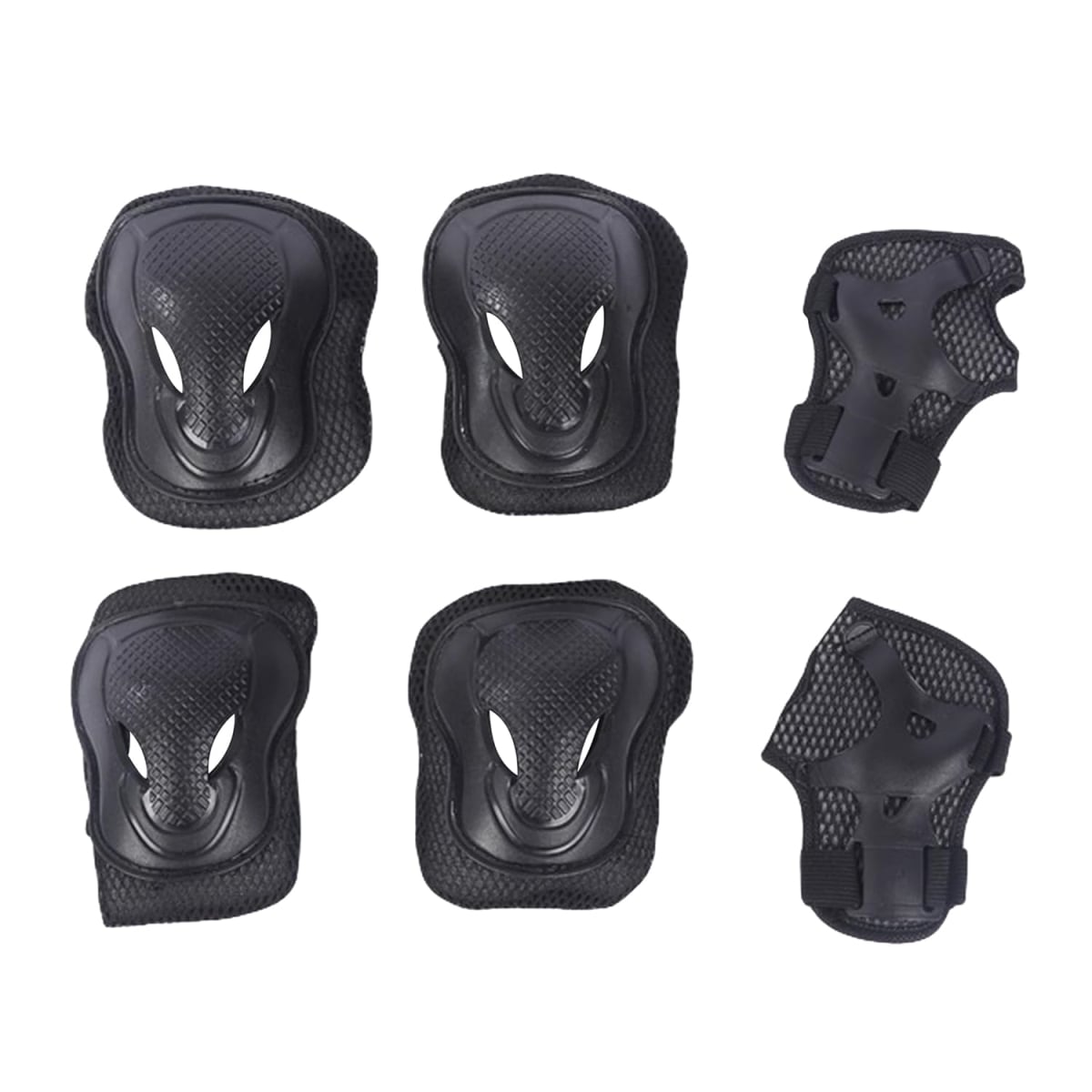 EL-1028BLACK Protective Guard Kit for Skating, Cycling & Skateboarding with Knee, Elbow & Wrist Protector - Black