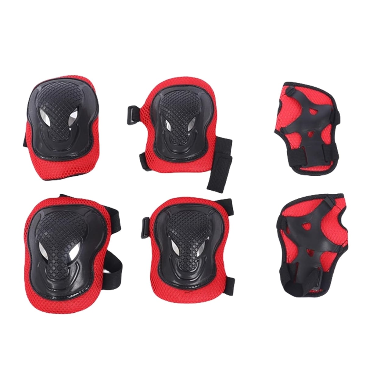 EL-1028RED Protective Guard Kit for Skating, Cycling & Skateboarding with Knee, Elbow & Wrist Protector - Red