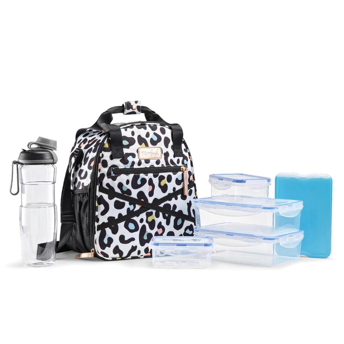 Picture of Medport 7615FFSC3004 Deluxe Lunch Bag with Containers - Colorful Leopard