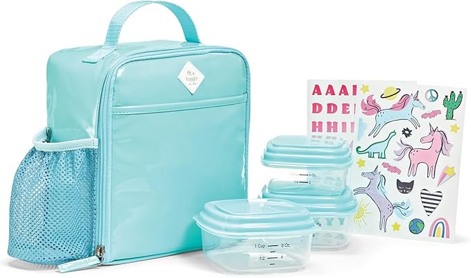 Picture of Medport 2841KFFSC3069 DIY Sticker Insulated Lunch Box - Teal