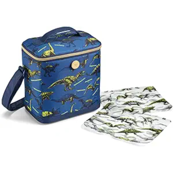 Picture of Medport 2848KFFSC3055 Insulated Lunch Box with 2 Reusable Snack Bags - Navy Dinosaur