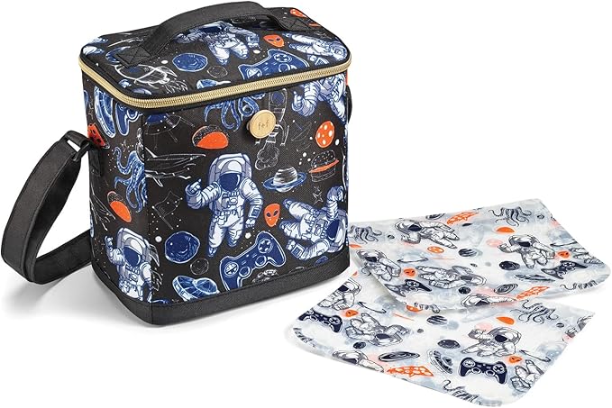 Picture of Medport 2848KFFSC3074 Insulated Lunch Box with 2 Reusable Snack Bags - Black Astronaut