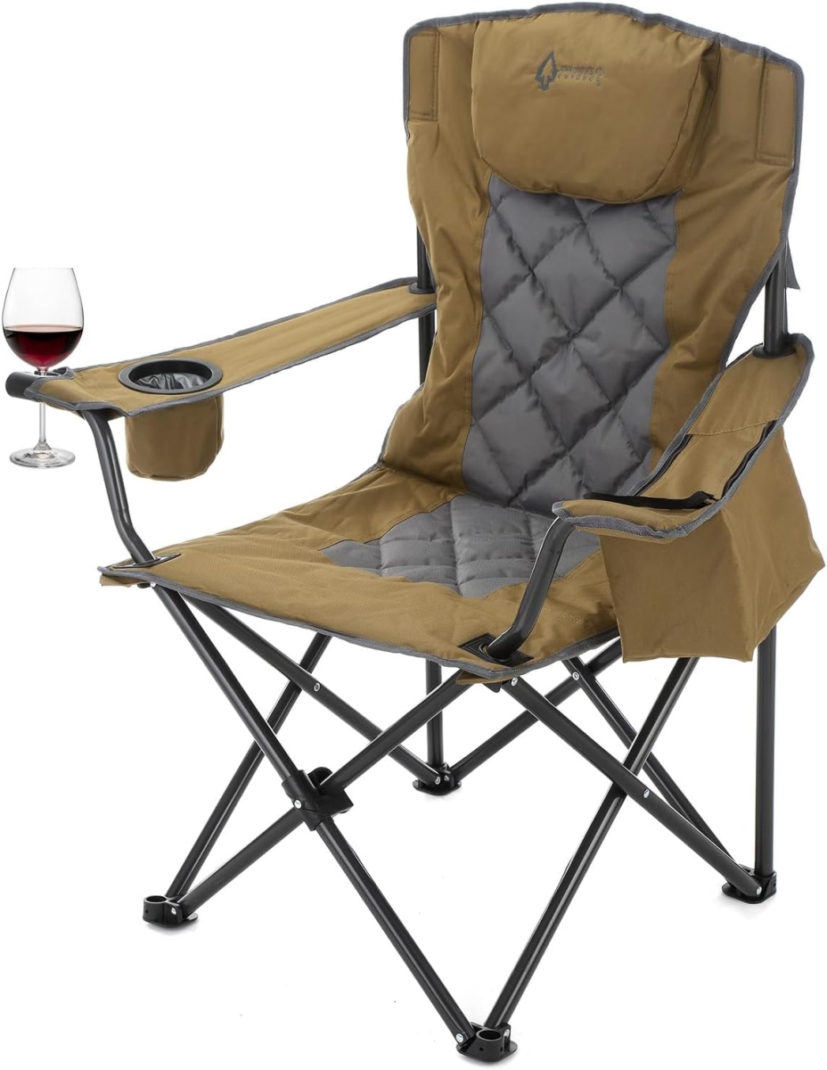KKS0337U Wrangler Brown Foldable Camping Chair with Armrest