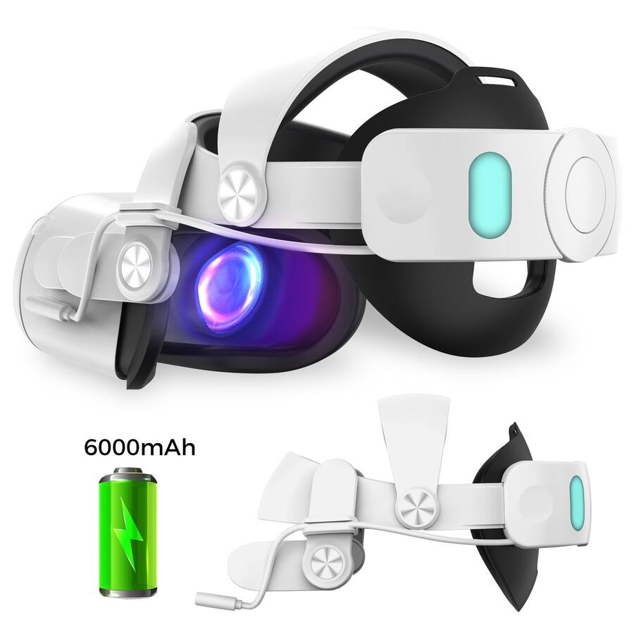 MQ3 PRO Meta Quest 2 Head Strap with 6000mAh Battery  White