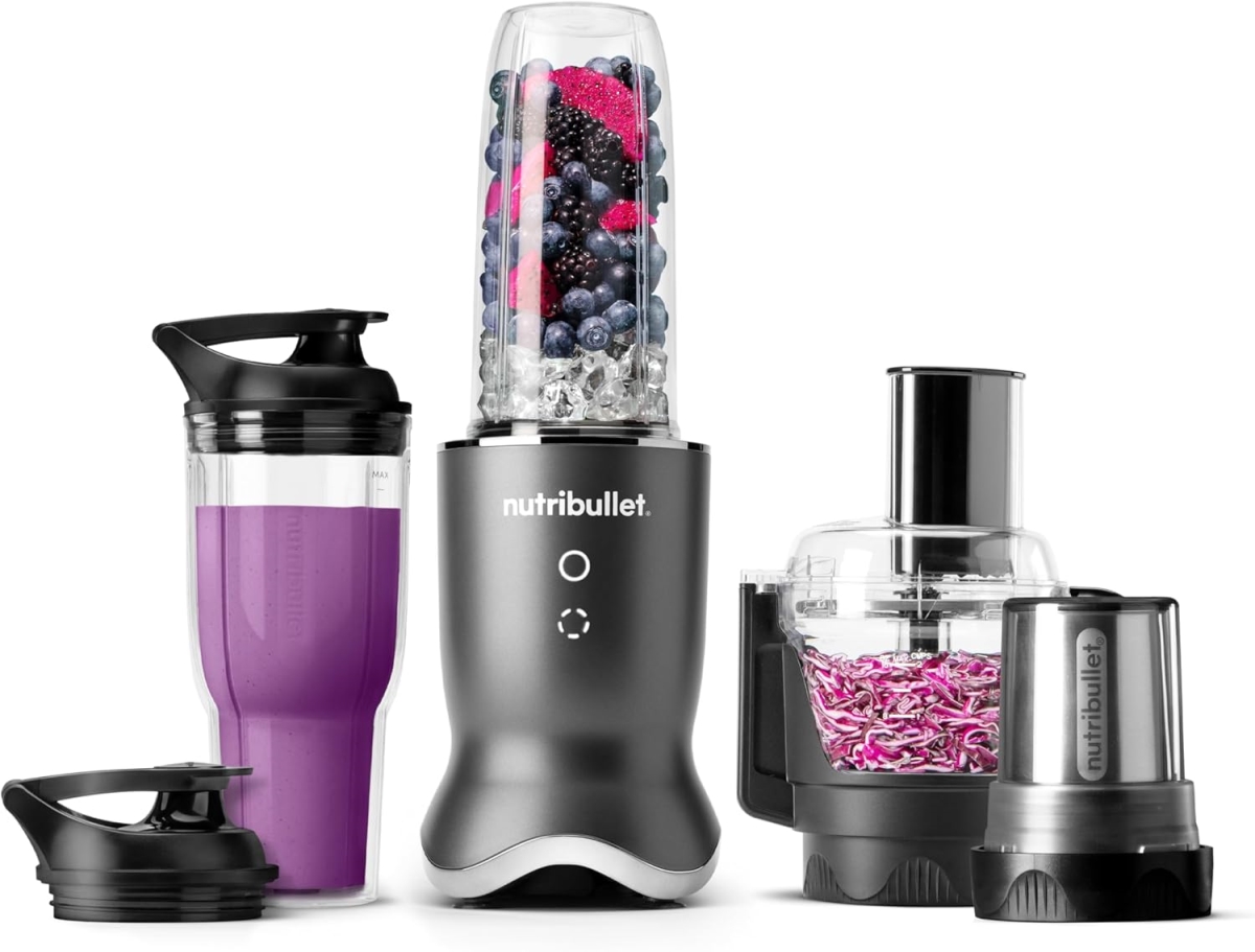 Picture of Nutri Bullet NB50550 1200W Ultra Plus 3-1 Compact Kitchen System Food Processor, Coffee & Spice Grinder with Blender - Gunmetal Gray