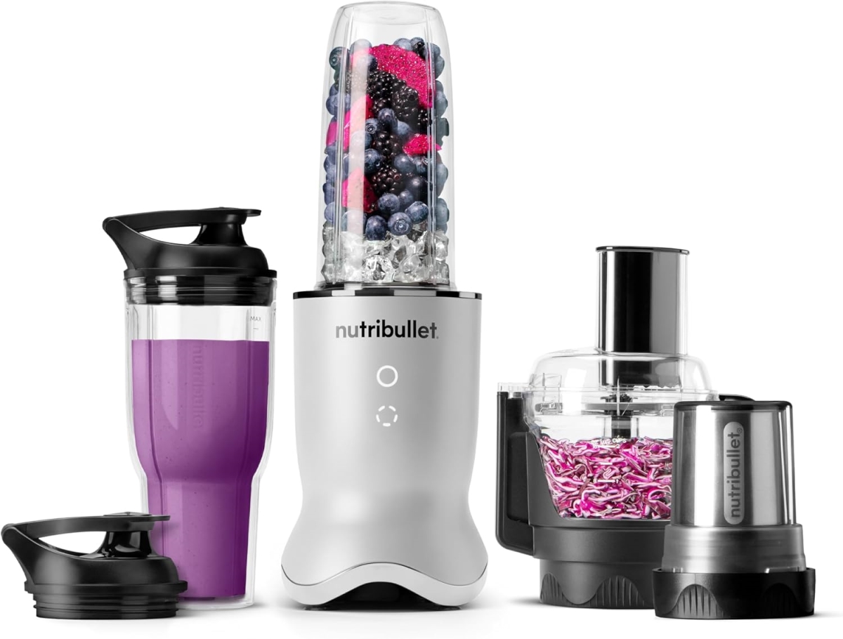 Picture of Nutri Bullet NB50550AW 1200W Ultra Plus 3-1 Compact Kitchen System Food Processor, Coffee & Spice Grinder with Blender - Pearl White