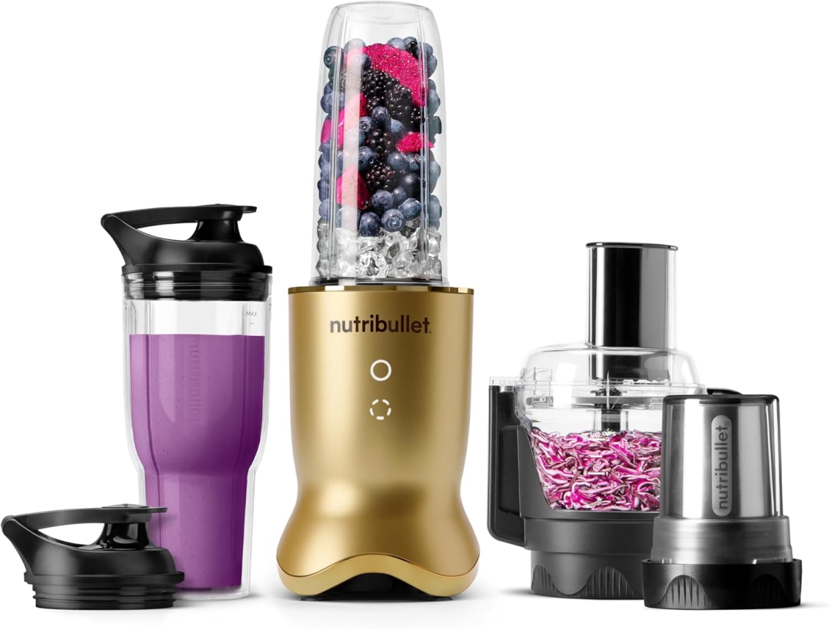 Picture of Nutri Bullet NB50550BR 1200W Ultra Plus 3-1 Compact Kitchen System Food Processor, Coffee & Spice Grinder with Blender - Brass