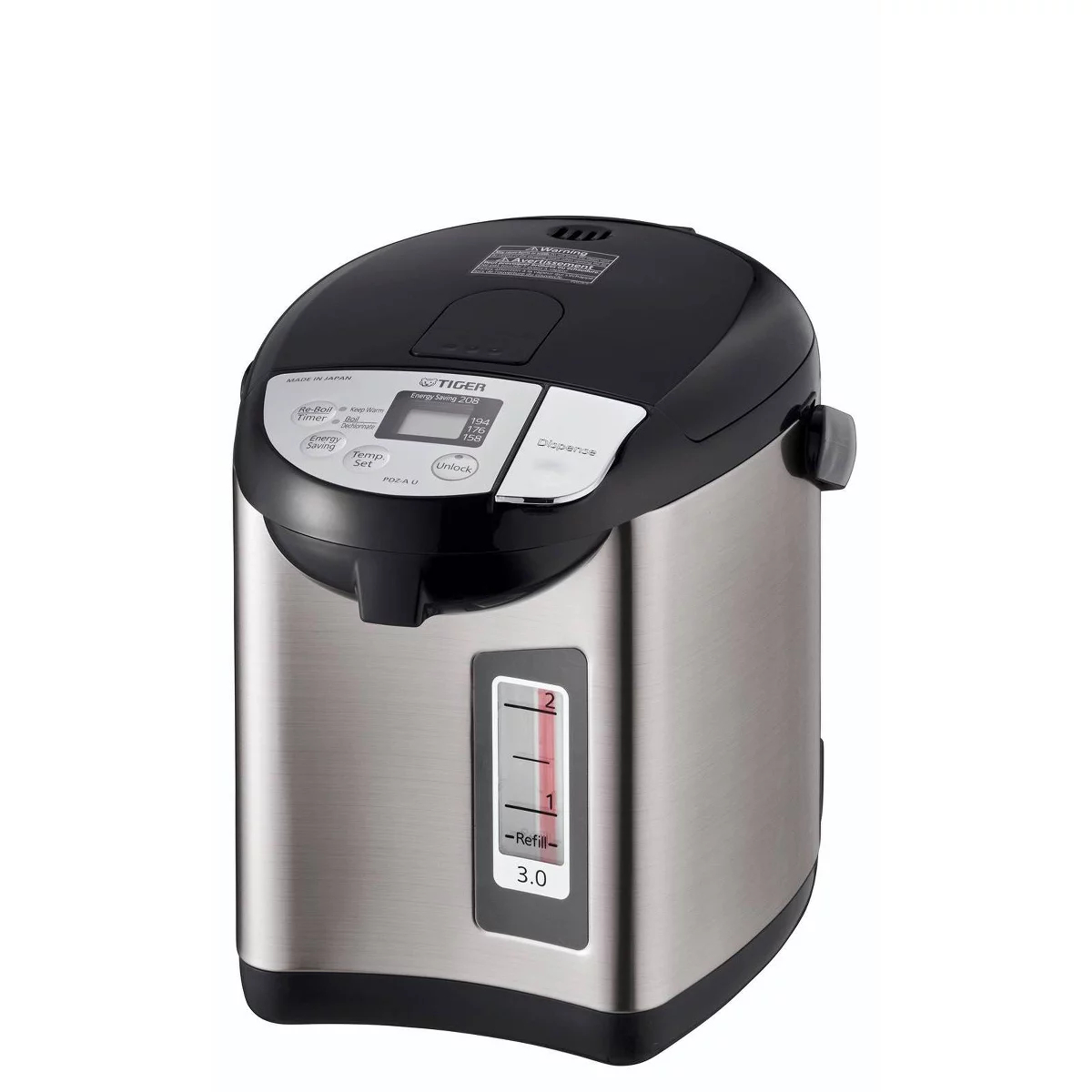PDZ-A30U 3 Liter Stainless Steel Electric Water Boiler, Black Trim