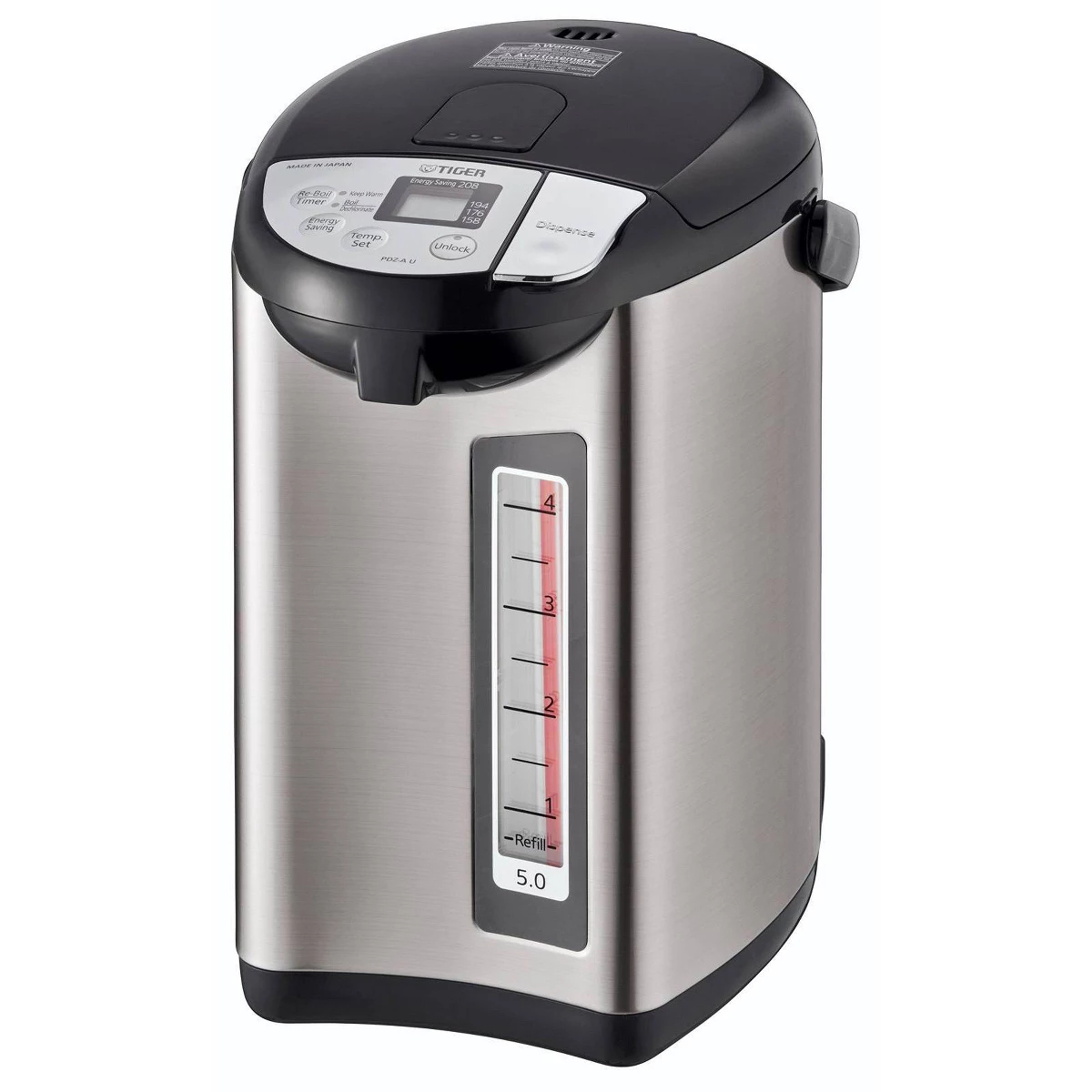 PDZ-A50U 5 Liter Stainless Steel Electric Water Boiler, Black Trim