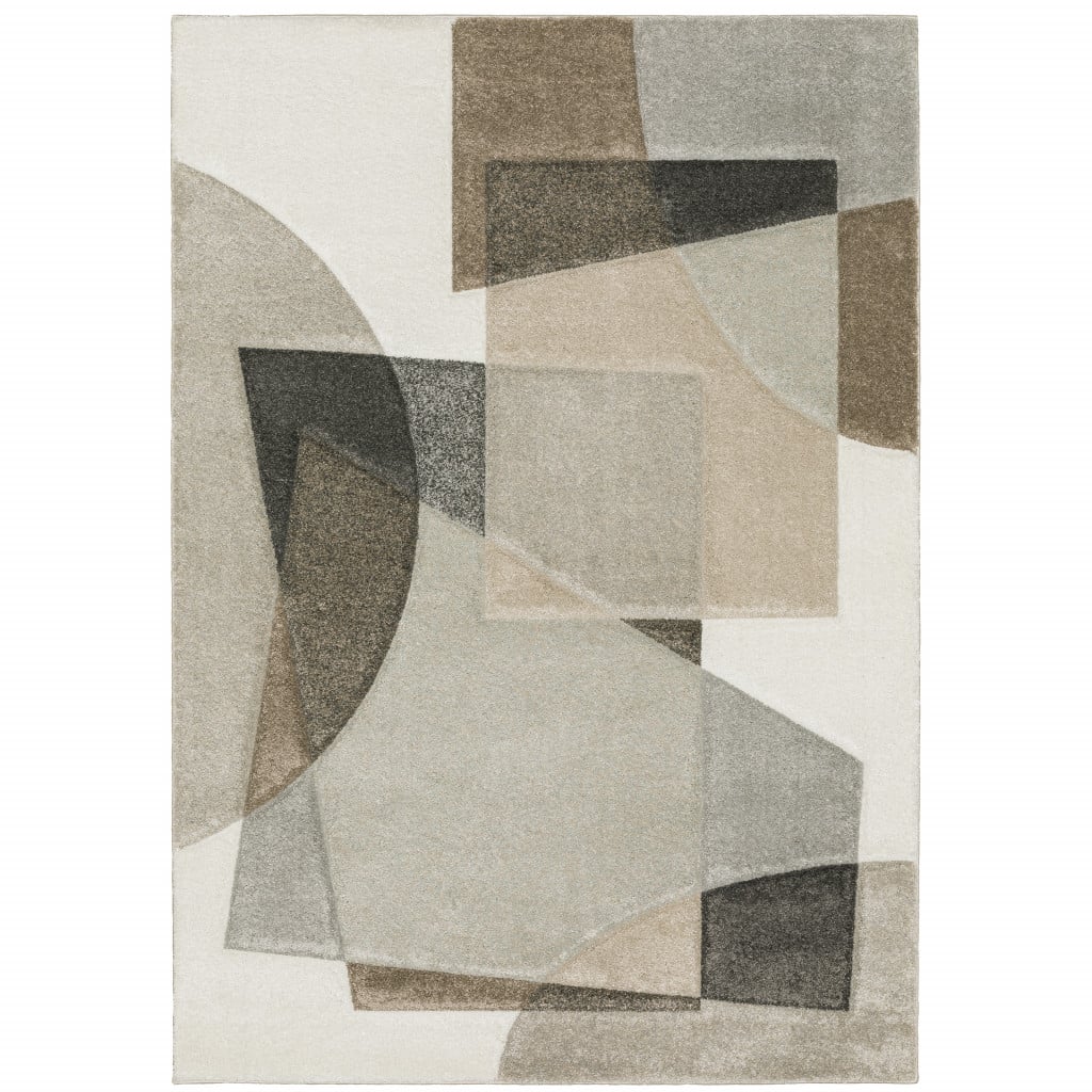 5 x 8 ft. Beige Geometric Power Loom Rectangle Area Rug