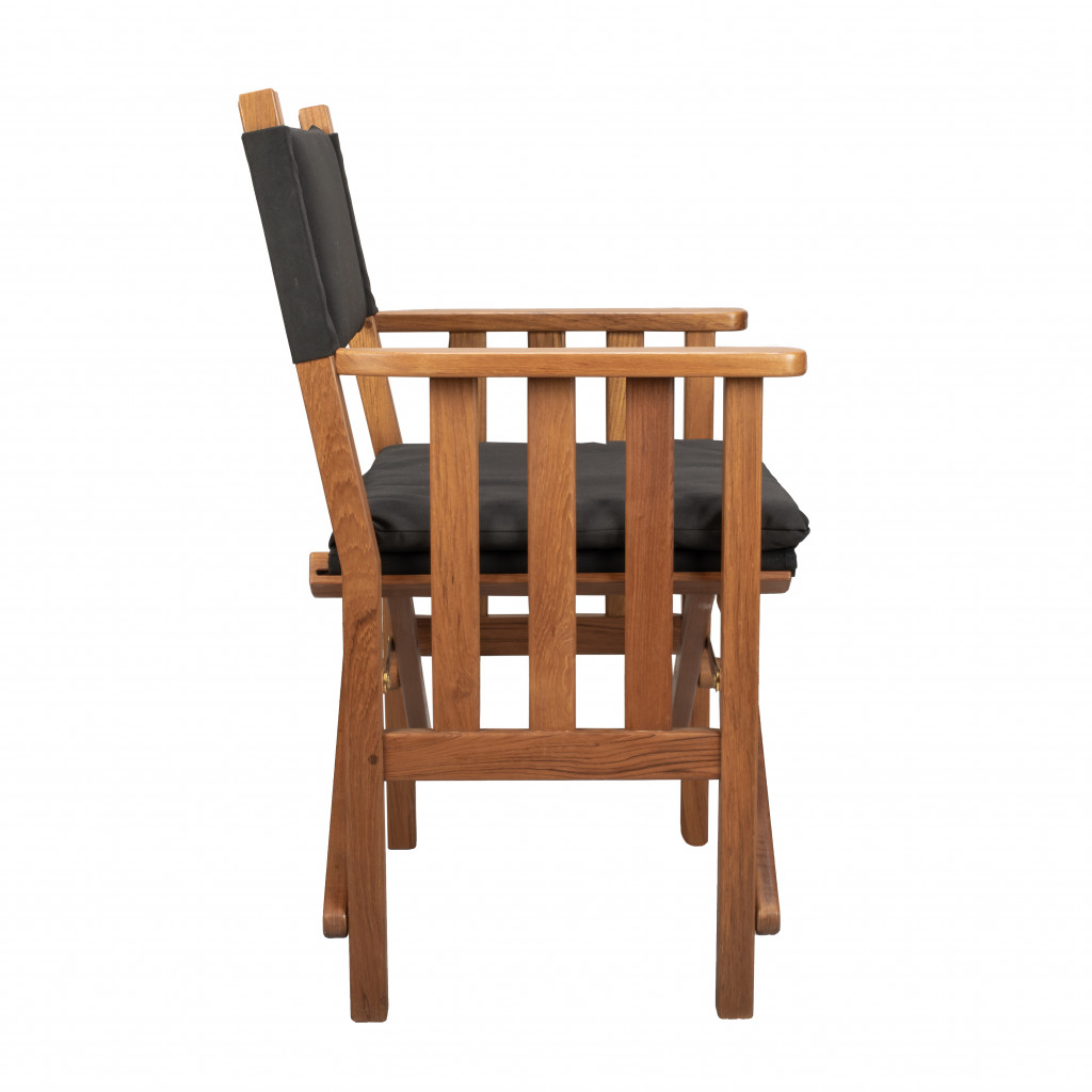 Black & Brown Solid Wood Director Chair with Cushion