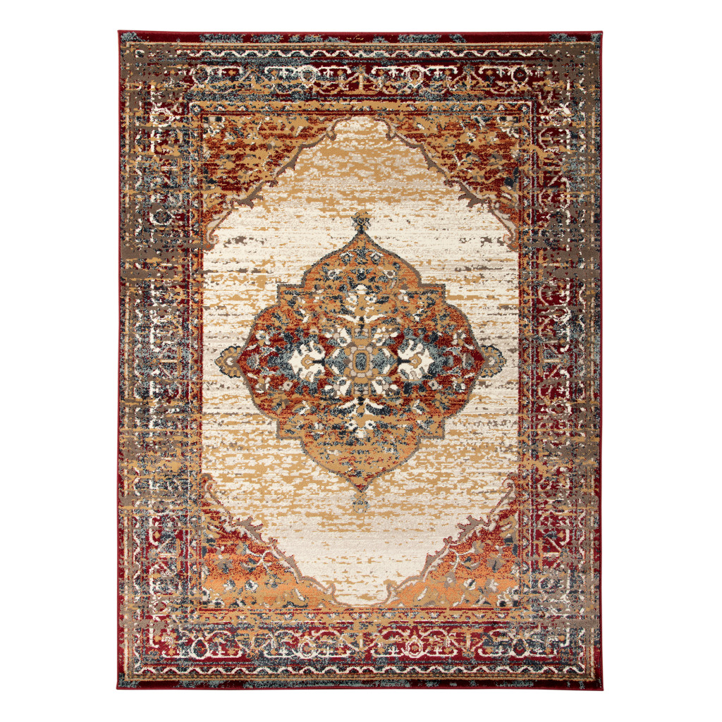 9 x 12 ft. Red Medallion Power Loom Rectangle Area Rug