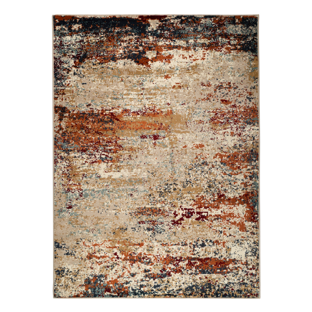 2 x 3 ft. Orange Abstract Power Loom Rectangle Area Rug