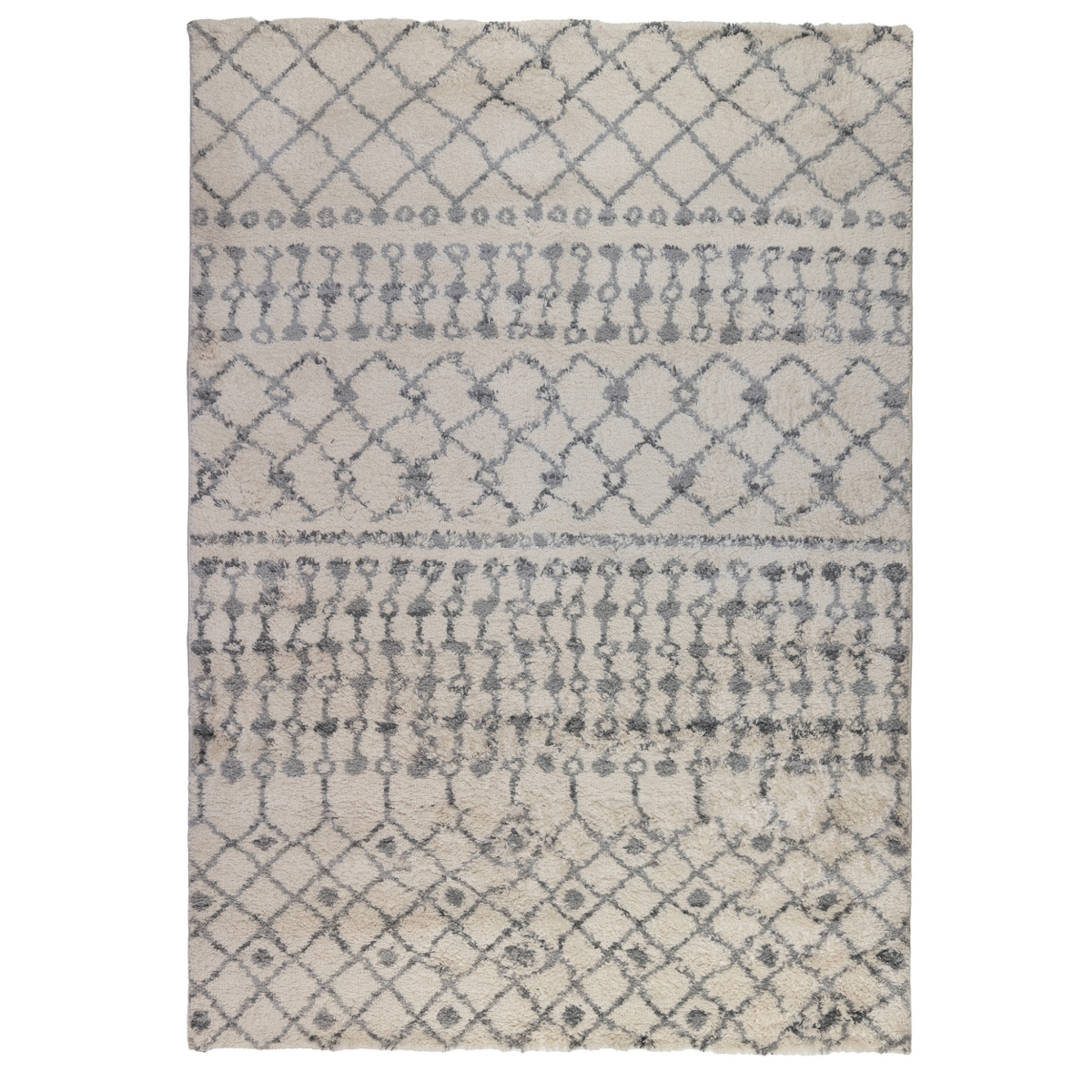 8 x 11 ft. Gray & Ivory Geometric Shag Rectangle Area Rug