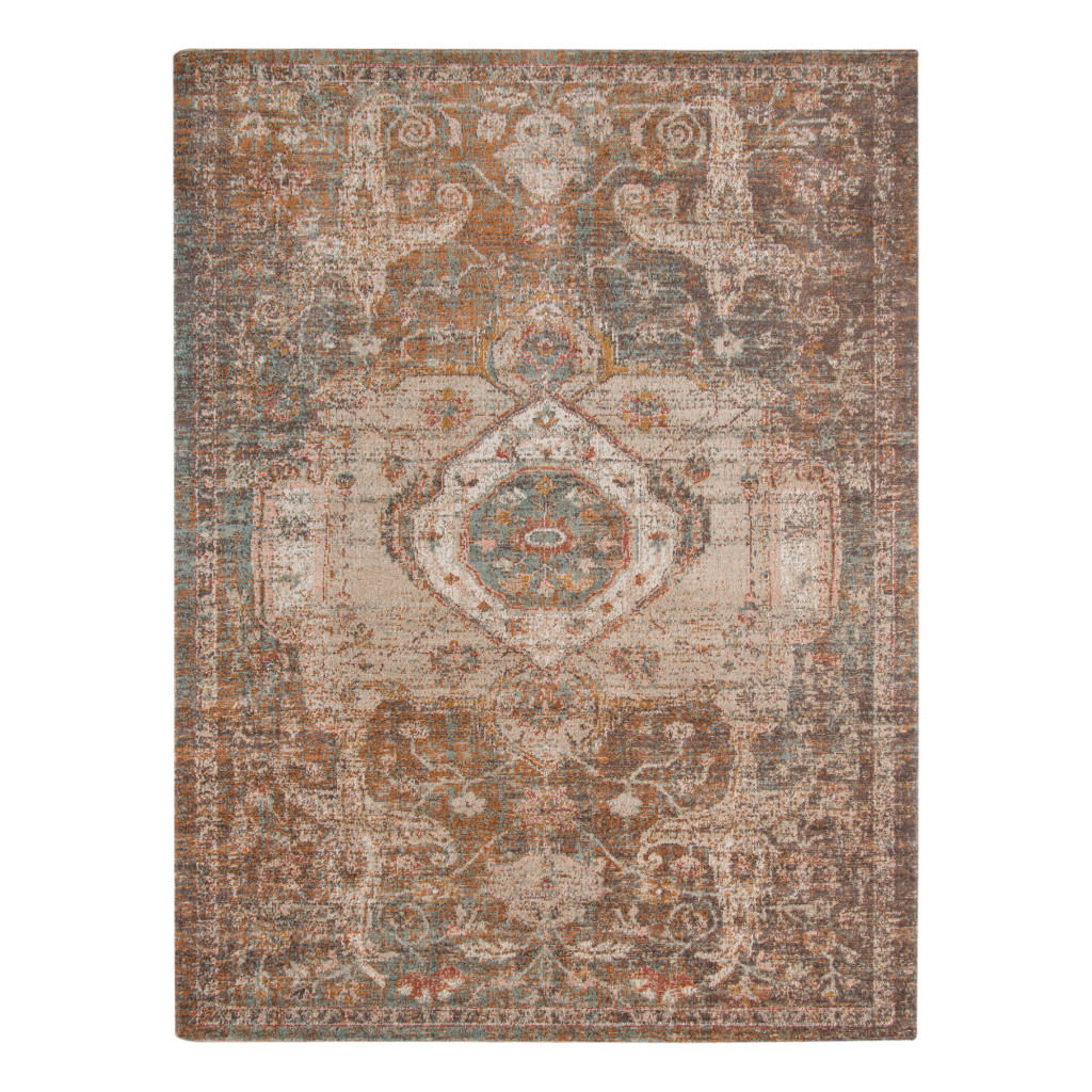 5 x 7 ft. Taupe Medallion Power Loom Rectangle Area Rug with Fringe