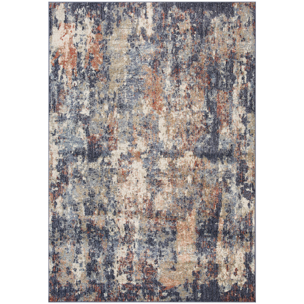 532183 2 x 3 ft. Blue Abstract Power Loom Rectangle Area Rug