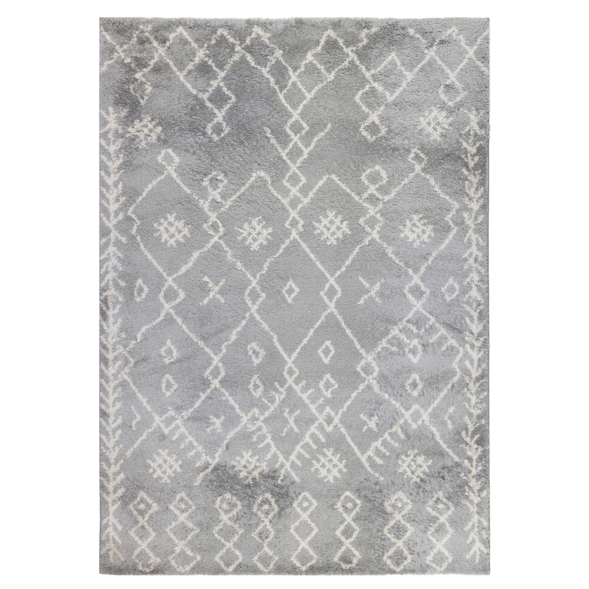 7 x 9 ft. Gray & Ivory Geometric Shag Rectangle Area Rug
