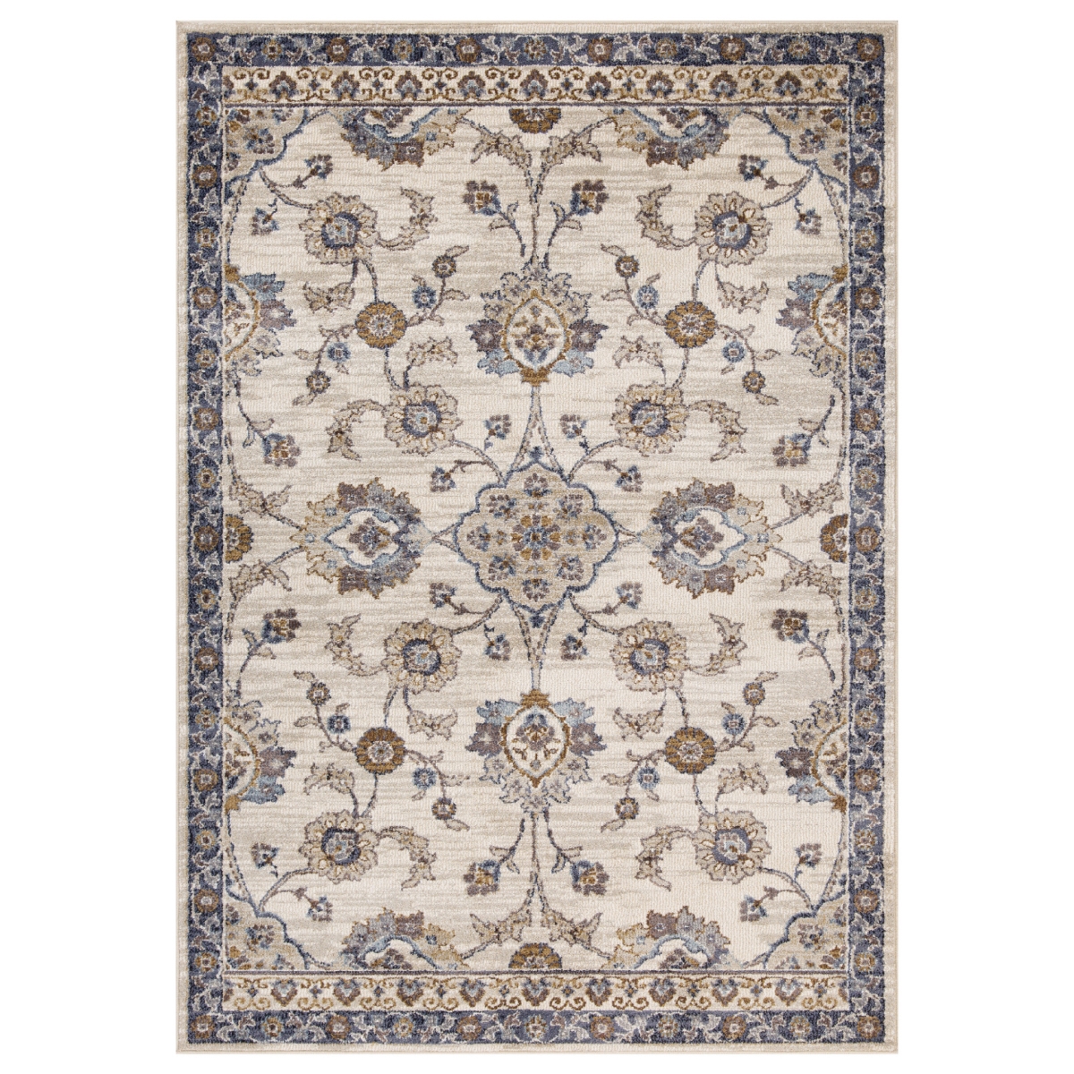 532171 2 x 3 ft. Gray & Ivory Floral Power Loom Rectangle Area Rug