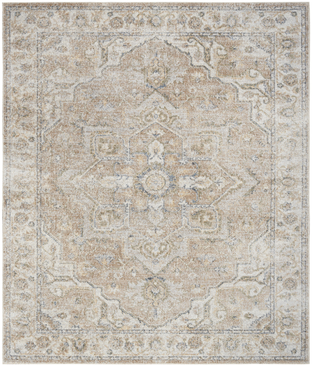 8 x 10 ft. Beige Oriental Power Loom Washable Rectangle Area Rug