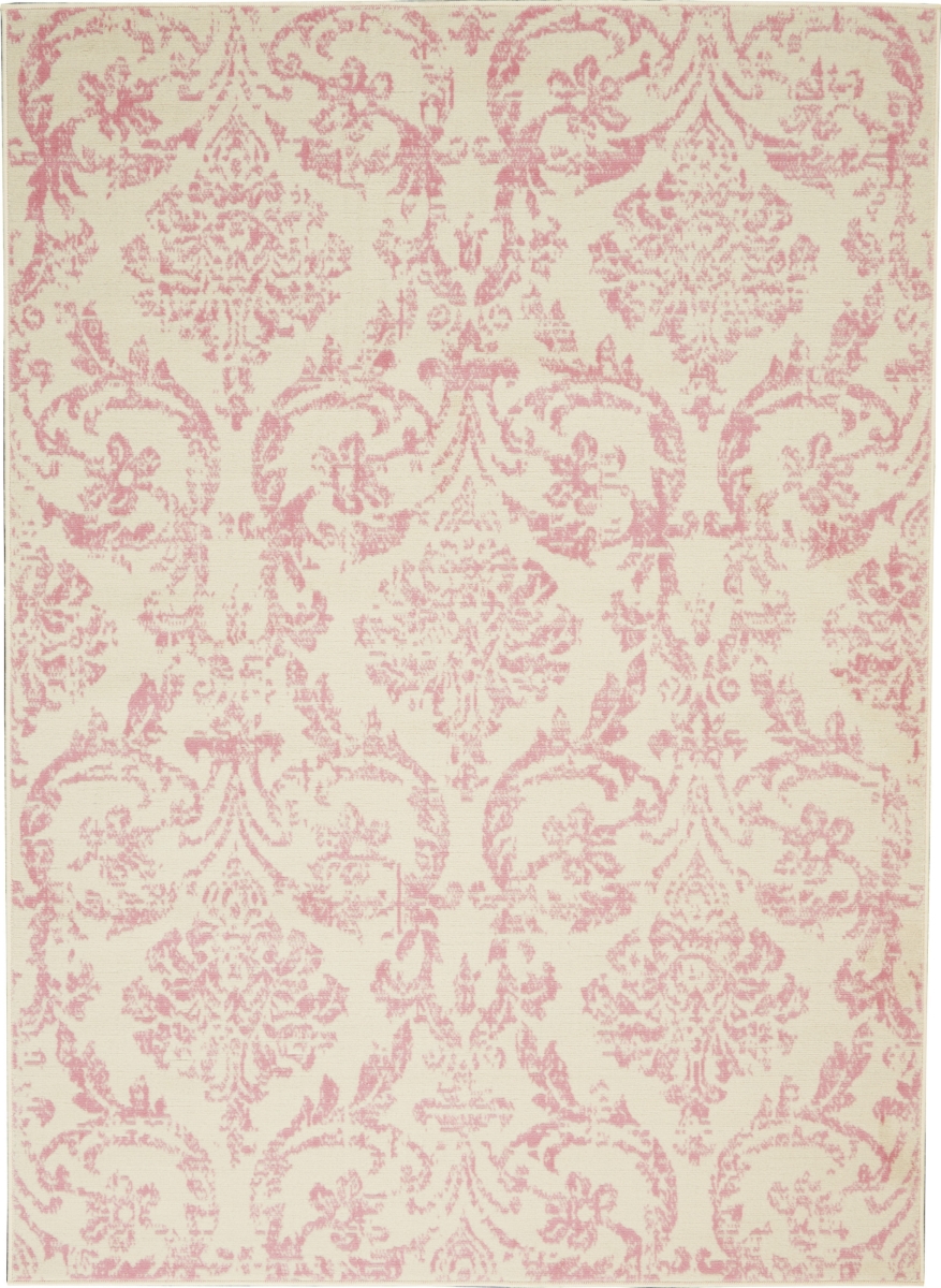 6 x 9 ft. Beige & Pink Floral Power Loom Non Skid Rectangle Area Rug
