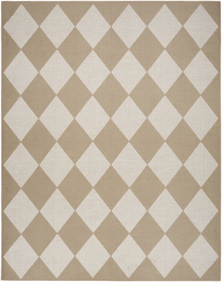 533158 8 x 10 ft. Natural & Ivory Geometric Power Loom Washable Non Skid Rectangle Area Rug