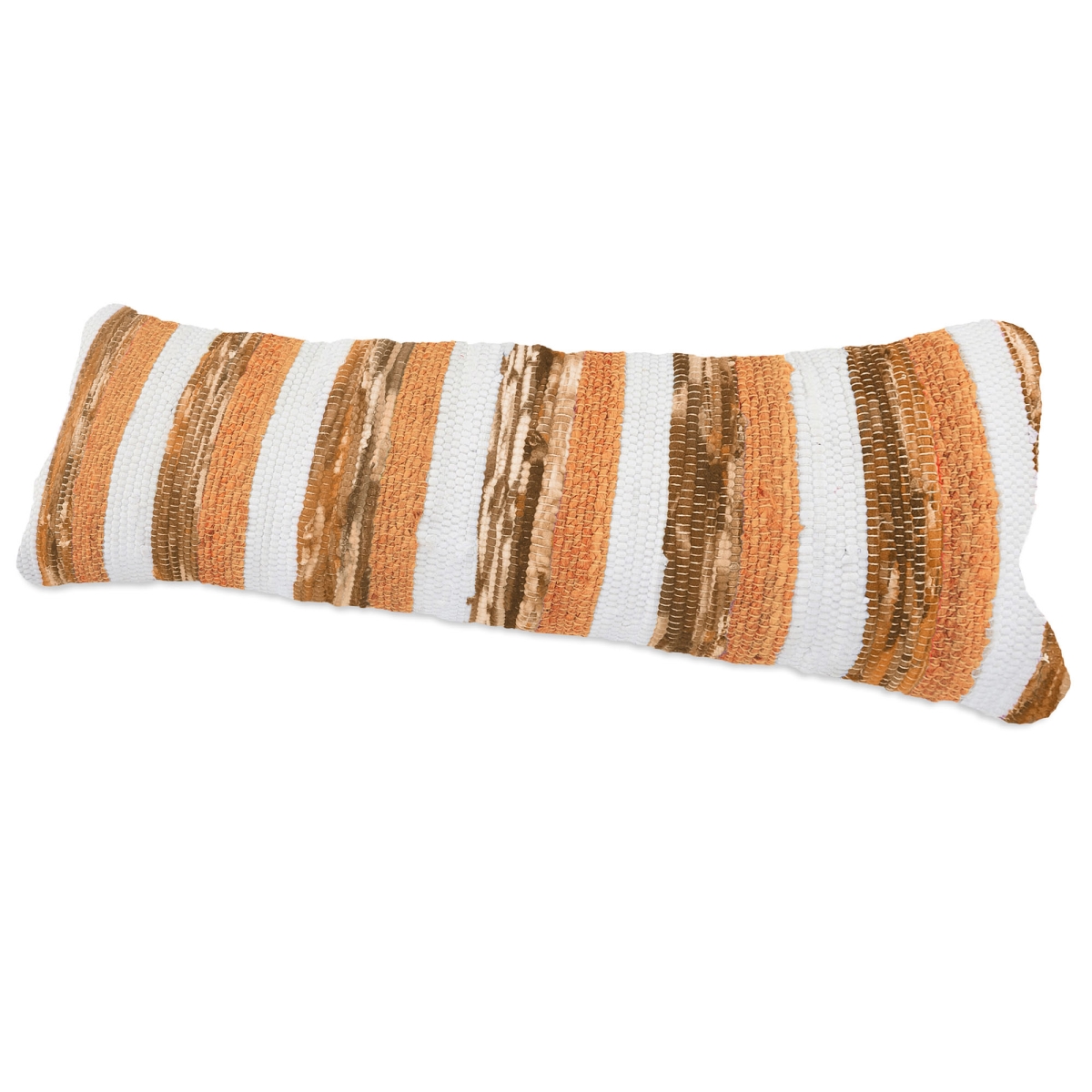 Picture of HomeRoots 534289 14 x 36 in. Brown & Orange Striped Cotton Blend Zippered Pillow