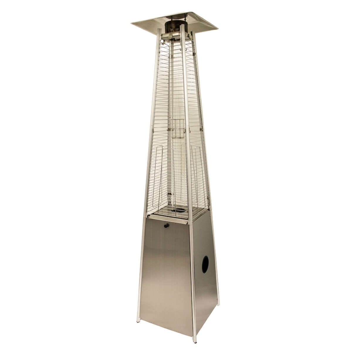 480574 Silver 41000 BTU Steel Propane Triangular Pyramid Standing Patio Heater -  HomeRoots