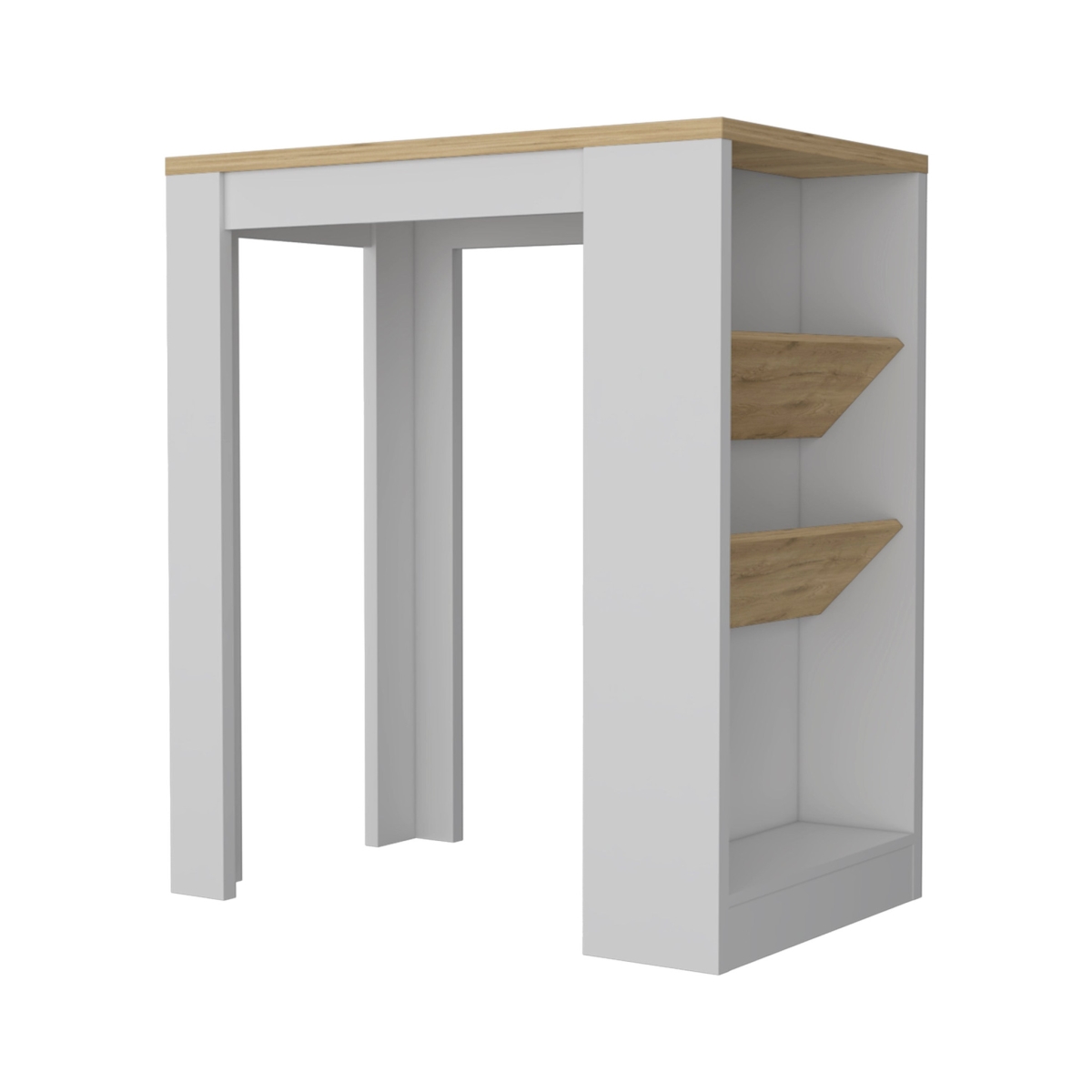 36 in. White & Natural Kitchen Island with Storage