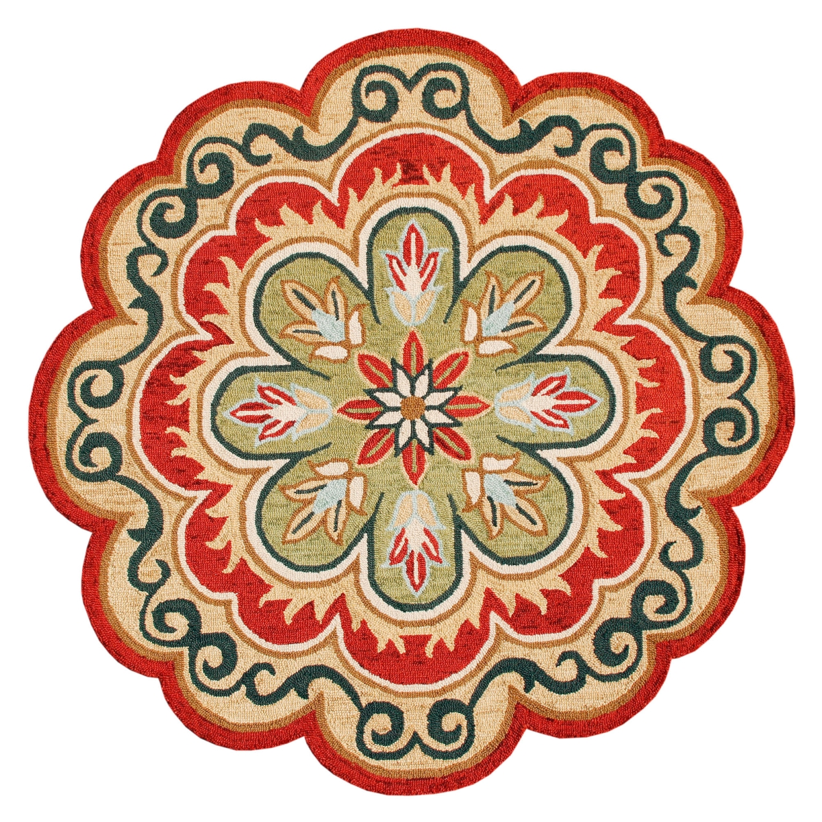 4 ft. Orange Wool Floral Hand Tufted Round Area Rug