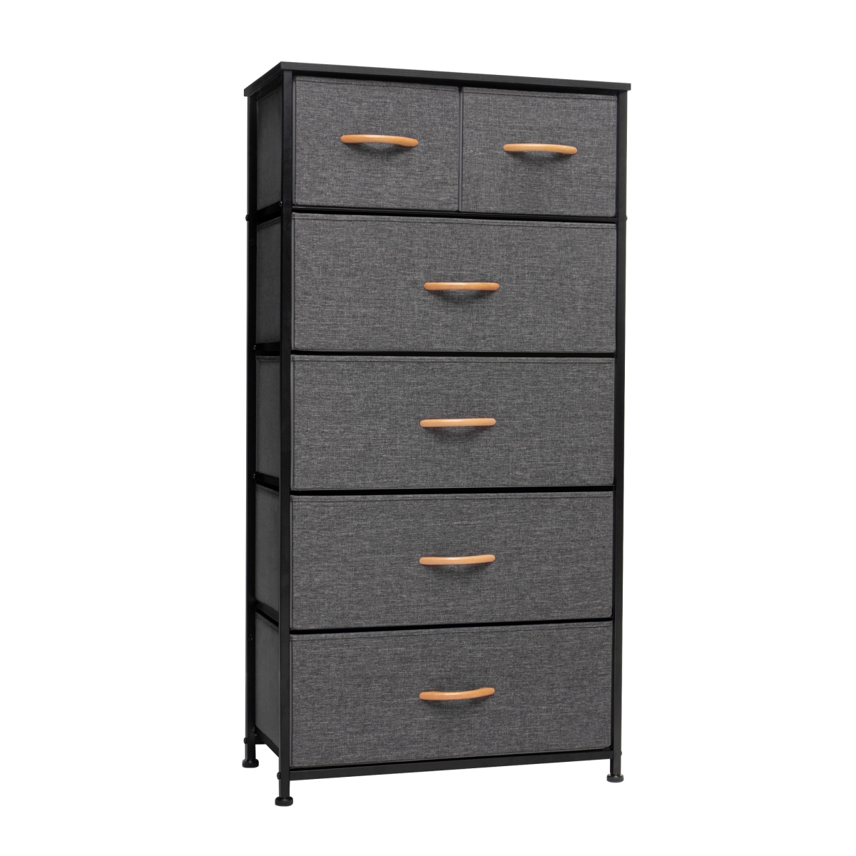 23 in. Gray & Black Steel & Fabric Six Drawer Chest