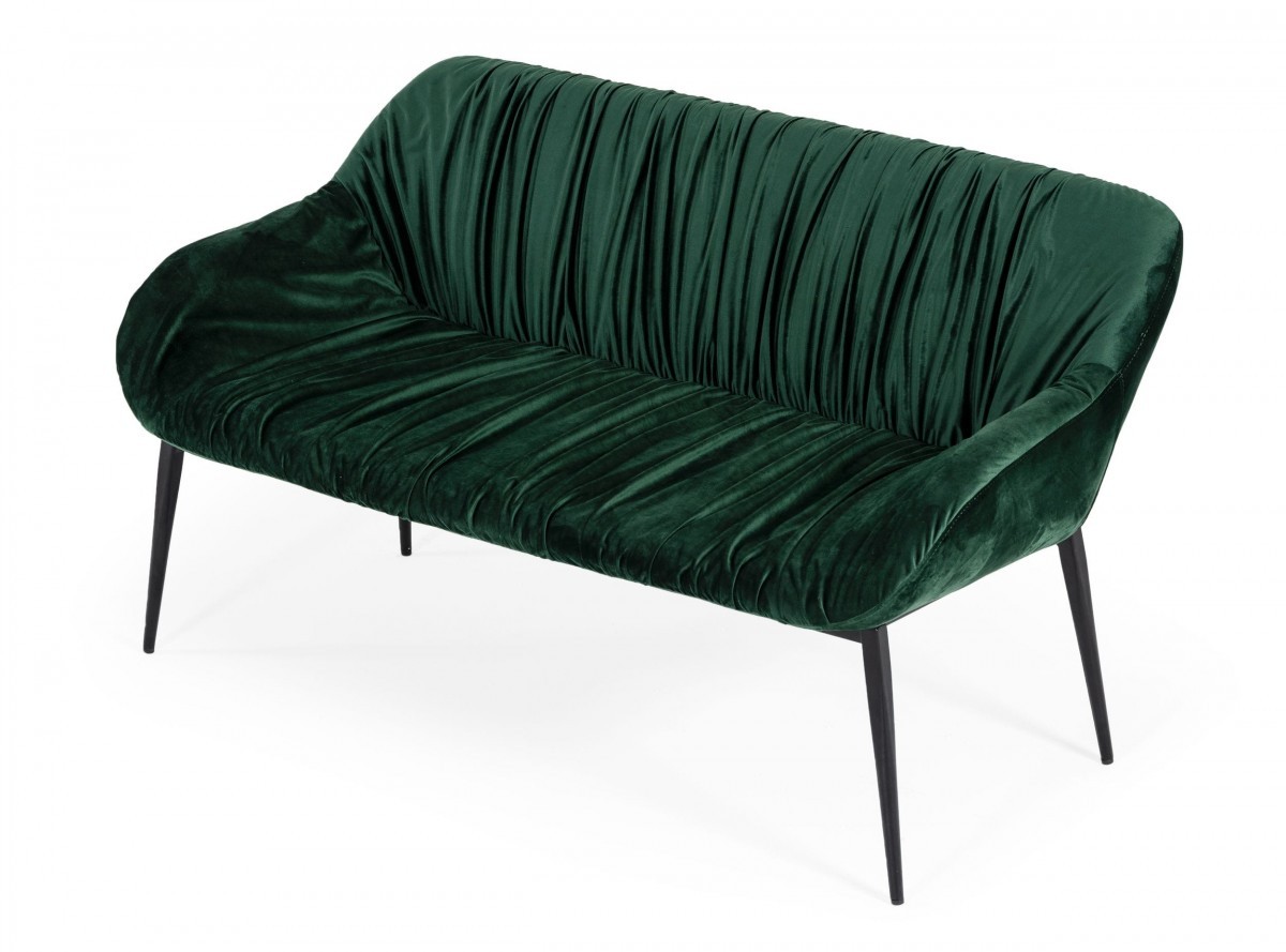 56 in. Green & Dark Brown Upholstered Velvet Dining Bench