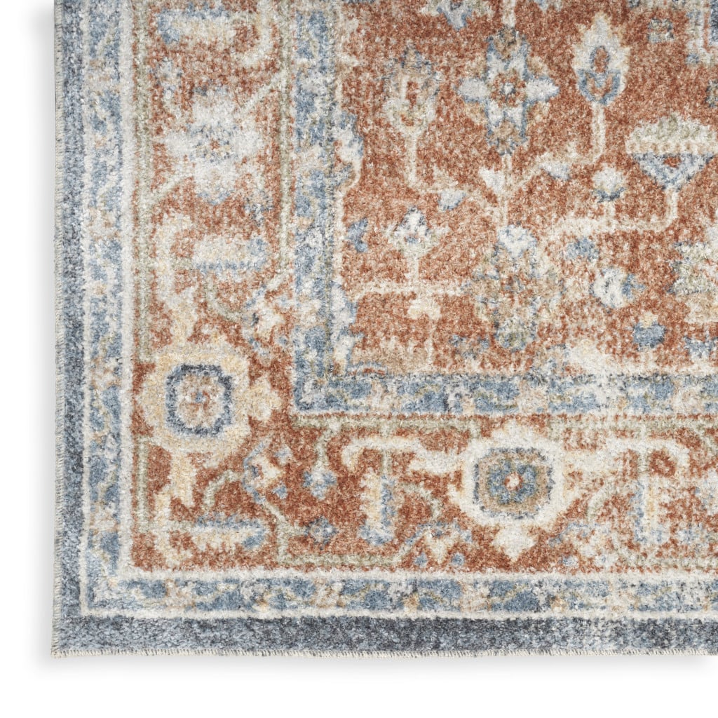 8 ft. Denim Blue Oriental Power Loom Distressed Washable Runner Rug