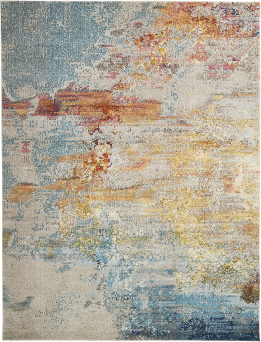 10 x 14 ft. Blue & Gray Abstract Power Loom Rectangle Area Rug