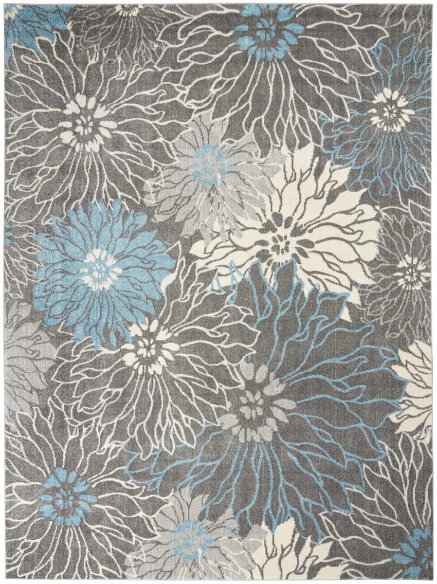 9 x 12 ft. Charcoal Floral Power Loom Rectangle Area Rug