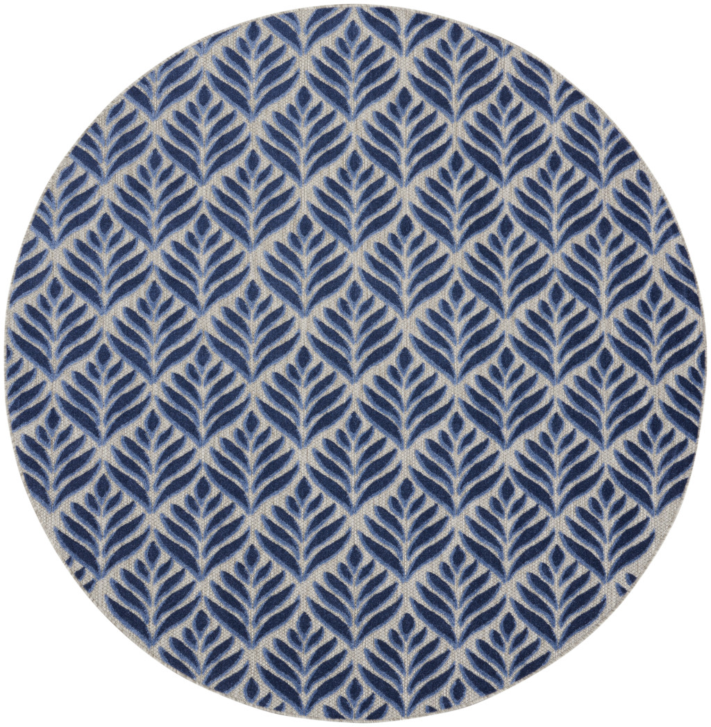 8 ft. Charcoal Floral Power Loom Round Area Rug