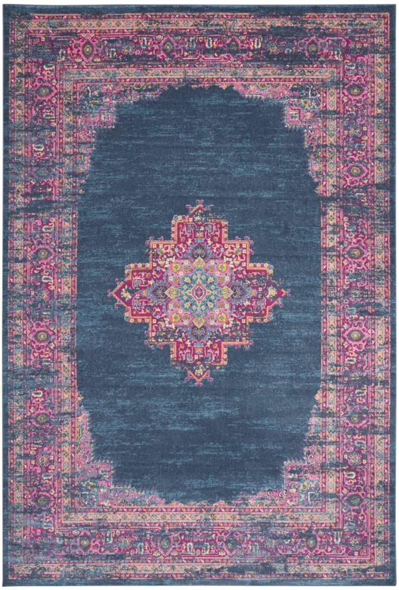 10 x 14 ft. Blue Moroccan Power Loom Distressed Rectangle Area Rug